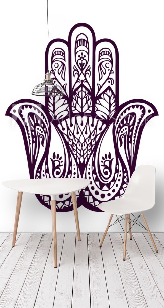 Picture of Hand drawn Hamsa or  of Fatima Vector illustration with ethnic and floral ornaments